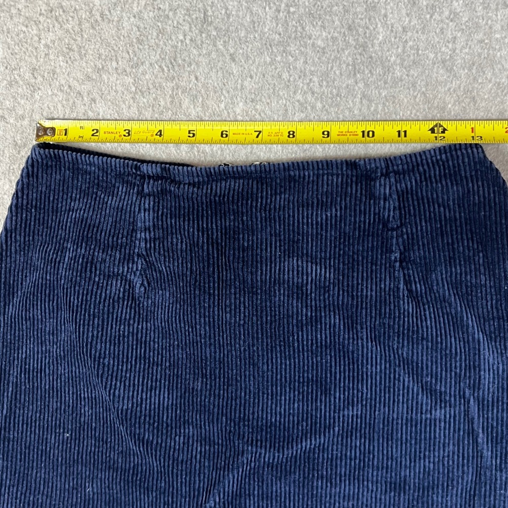 Kendall & Kylie Small Corduroy Mini Skirt Navy Blue Cotton Dark Academia Preppy - Picture 5 of 6